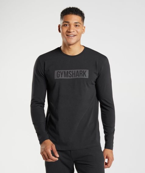 Camiseta Gymshark Block Long Sleeve Hombre Negros | MX 591GBA